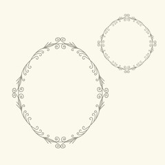 Vector floral frame with spring twigs. Hand drawn herbal wreath for card, wedding, greeting, print and other floral vintage design.