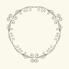 Vector floral frame with spring twigs. Hand drawn herbal wreath for card, wedding, greeting, print and other floral vintage design.