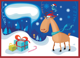 Fototapeta premium vector illustration of a funny christmas deer