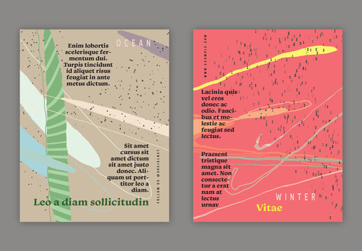 US Letter Flyer Overlapping Blobs Textured With Spots And Lines