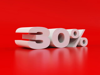 30% Percent Discount 3d Sign Sale Symbol for Promotion Poster