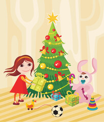 Obraz na płótnie Canvas vector illustration of a christmas party