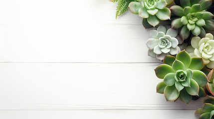 Floral flat lay Succulent plants. Generative AI