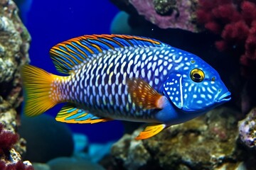 Fototapeta premium Beautiful colored fish in the sea. 