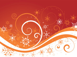 Decorative winter background with snowflakes and stars