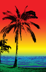 the beach, gradiented vector illustration