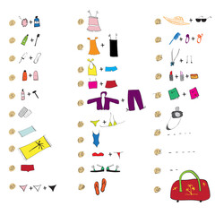 List of clothes for travel. See also similar work in my gallery