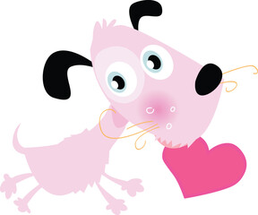 Cute loving doggie with heart. VECTOR ILLUSTRATION.