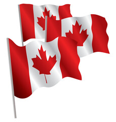 Canada 3d flag. Vector illustration. Isolated on white.