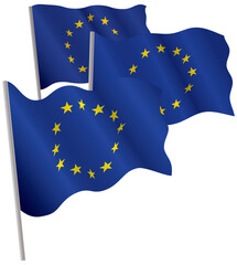 Eurounion 3d flag. Vector illustration. Isolated on white.