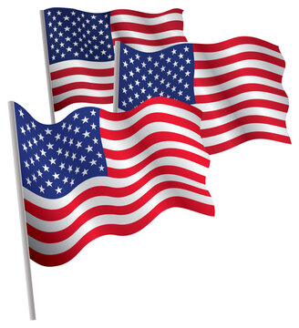 USA 3d flag. Vector illustration. Isolated on white.