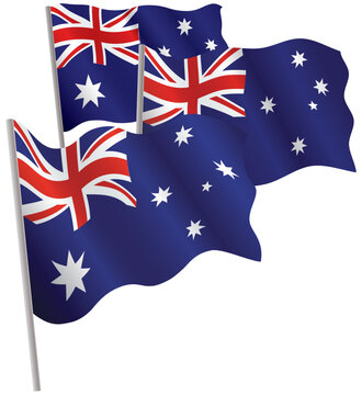 Commonwealth of Australia 3d flag. Vector illustration. Isolated on white.