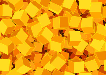Vector illustration of style orange seamless background made of many funky cubes