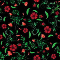Seamless vector floral background. For easy making seamless pattern just drag all group into swatches bar, and use it for filling any contours.