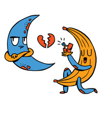 Be My Valentine! Moon Banana Love Valentine's day Couple Celebration Fun Funny