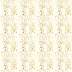 Gold abstract texture on a white background. Design elegant ornament card, print, wedding, birthday, packaging, branding, scrapbooking, wallpaper, business card. Vector illustration  