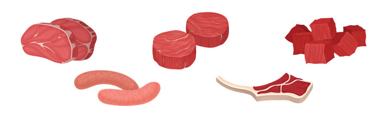 Meat Products as Foodstuff from Butchery Vector Set