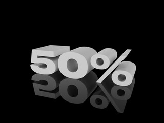 50% Percent Discount 3d Sign Sale Symbol for Promotion Poster