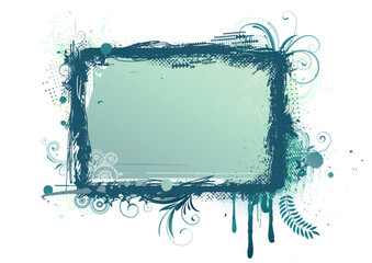 Fototapeta na wymiar Vector illustration of urban floral background with Design elements over grunge stained frame.