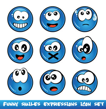 Colorful Set of Funny Smiles with different expressions