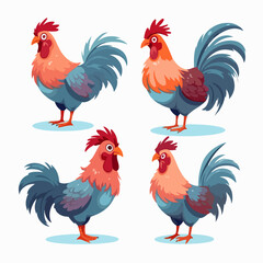 Fototapeta premium Captivating cockerel illustrations that exude confidence and authority.