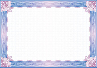 Classic guilloche border for diploma or certificate / vector