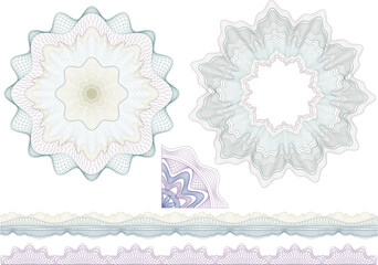 Naklejka premium Classic guilloche borders and elenents for diploma or certificate / vector