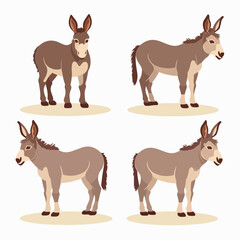 Donkey illustrations showcasing their gentle and patient nature.
