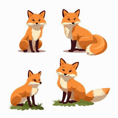 Fototapeta na wymiar Vector fox illustrations in various poses, perfect for nature-inspired designs.
