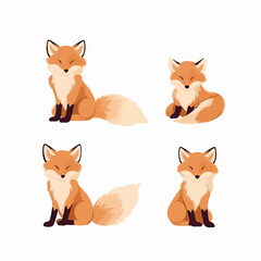 Fototapeta na wymiar Vector illustrations of foxes featuring a range of expressive postures.