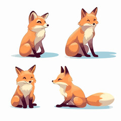 Fototapeta premium Fox illustrations in different poses, showcasing their agile movements.