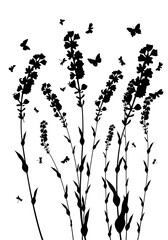 Vector grass silhouettes background. All objects are separated.