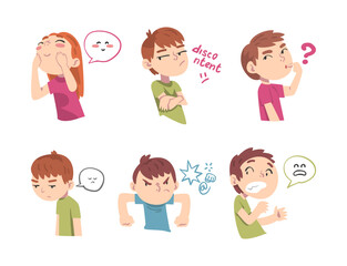 Little Children with Face Expression and Emotion Vector Set