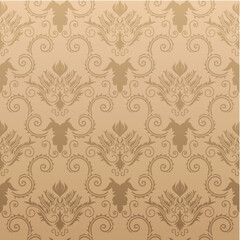 Obraz premium Damask seamless vector background. For easy making seamless pattern just drag all group into swatches bar, and use it for filling any contours.