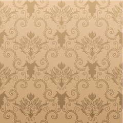 Damask seamless vector background.  For easy making seamless pattern just drag all group into swatches bar, and use it for filling any contours.