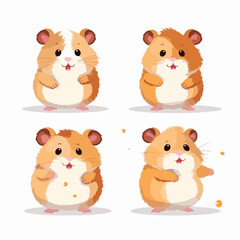 Delightful hamster illustrations in different poses, suitable for stationery design.