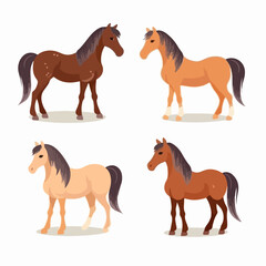 Adaptable horse illustrations in various positions, perfect for educational materials.