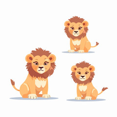 Obraz na płótnie Canvas Ferocious lion illustrations displaying their majestic expressions.