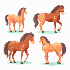 Whimsical horse illustrations in vector format, adding character to any design.
