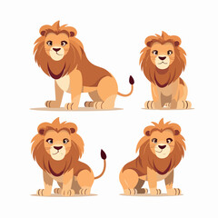 Striking lion illustrations in different poses, ideal for art prints.