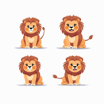 Whimsical lion illustrations in vector format, adding character to any design.
