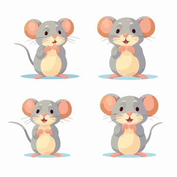 Dynamic mouse illustrations in various stances, perfect for web design.