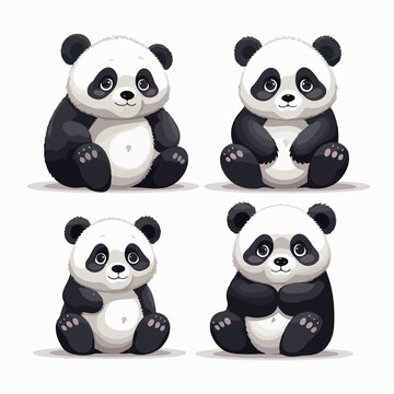 Endearing panda illustrations in vector format, perfect for children's products.