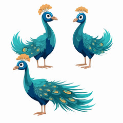 Naklejka premium Striking peacock illustrations with their captivating gaze.
