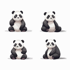 Obraz premium Quirky panda illustrations showcasing their lovable and clumsy behavior.