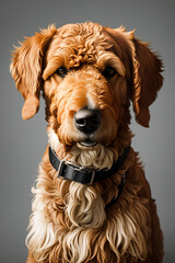 Airedale dog on gray background, painting, Generative AI illustrations, Generative AI illustrations