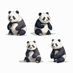 Dynamic panda illustrations in various stances, perfect for web design.