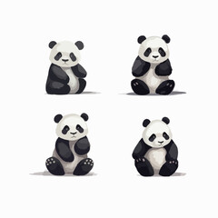 Artistic panda illustrations in vector format, suitable for digital media.