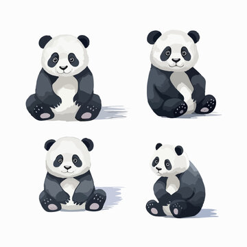 Whimsical panda illustrations showcasing a range of adorable positions.