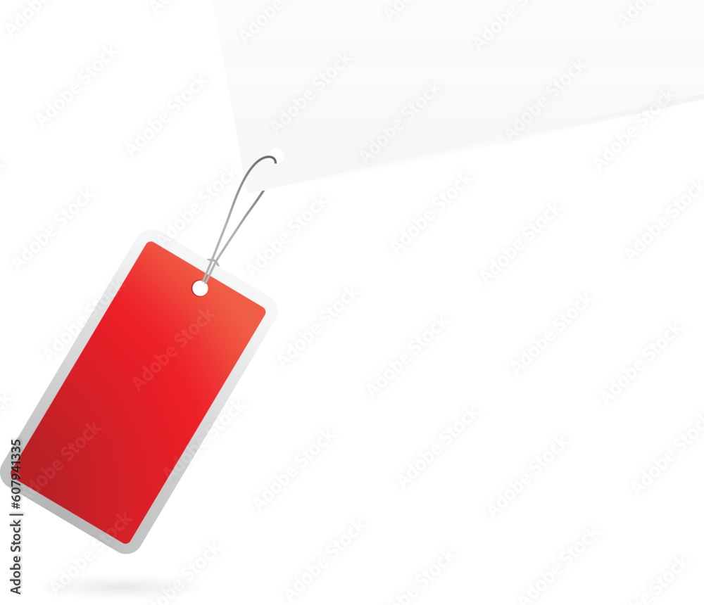 Poster Red tag on string. Vector art.